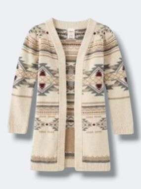 Gymboree Girls Cardigan Size 4T Beige Fair Isle Knit Rustic Ranch Cotton Boho